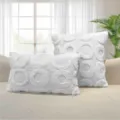 White plush circle jacquard throw pillow cover, minimalist solid color sofa cushion - Pillowcase 30*50cm / White