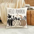 Autumn Pumpkin Throw Pillow Cover Peach Skin Velvet Decorative Cushion Cover for Sofa Bed - 45*45cm (Throw Pillow Cover) Without Insert / Style 3