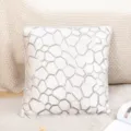 Luxury geometric jacquard throw pillow cover with silver piping, elegant decorative cushion. - 45*45 cm Pillowcase (Insert Not Included) / White