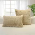 Beige plush throw pillow set, soft cozy circular jacquard cushion covers for home sofa decor. - Pillowcase 30*50cm / Beige