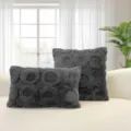 Dunkelgraues Plüsch Jacquard Kissen Set, flauschige Kreis Textur Kissenbezüge für Sofa Bett - Dunkelgrau
