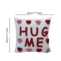 Valentine decorative throw pillow cover with tufted red hearts and hug me text 45x45cm - 45*45cm (Cushion Cover + Insert) / Style 1