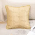 Fodera per cuscino jacquard geometrico di lusso con bordo dorato per divano letto. - Rotondo