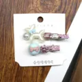 Cute bow crystal duckbill hair clips sweet style side clip hair accessories for girls - Milky White Puppy Hair Clip