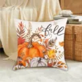 Autumn pumpkin maple leaf throw pillow decorative letter cushion sofa cushion peach skin fabric - Style 1