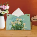 Retro olieverf leer tissue box houder, elegante bloemen vintage desktop servetten. - 19*12*14 cm / Stijl 1