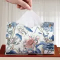 Leather floral tissue box decorative napkin holder for living room home and table use - Elegant Jade Tree