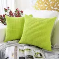 Corduroy Throw Pillow Cover Corn Kernel Texture Soft Cushion Cover for Sofa Bed Living Room. - 30x50 cm Pillowcase (Insert Not Included) / Lemon Green