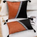 Leather Patchwork Pillow Cover Ethnic Tassel Cushion for Sofa Living Room Bedroom Decor - 30*50cm (Pillowcase) / Style 5