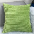 Groen corduroy kussen detail met gestructureerde stof en zacht kussenoppervlak voor huisdecoratie. - 45*45 cm kussensloop (exclusief vulling) / Lichtgroen