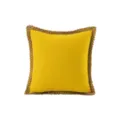Yellow throw pillow cover with brown jute rope trim, minimalist square decorative cushion case - Style 5