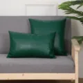 Dark green faux leather pillow set, sofa cushion and lumbar pillow for modern home decor and office use. - 43/45*43/45cm (Pillowcase) / Dark Green