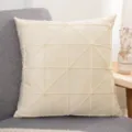 Beige fluwelen vierkante kussenhoes met een geometrisch roosterontwerp voor bank. - 45*45cm (kussensloop) zonder vulling / Broken Wit