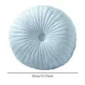 Light blue round velvet pumpkin pillow, soft pleated decorative cushion for sofa bed and chair 35cm - 35*35*10 cm / Sky Blue