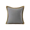 Grey square throw pillow cover with yellow crochet border minimalist home sofa cushion case - Style 6