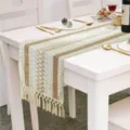 Camino de mesa de algodón y lino nórdico con borla elegante decoración de comedor - 30*45cm / Estilo 2
