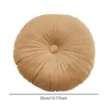 Round velvet pumpkin pillow, solid color sofa cushion, comfortable lumbar support pillow. - 35*35*10 cm / Caramel color