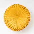 Cuscino rotondo plissettato giallo in velluto, cuscino zucca decorativo per divano e letto. - Diametro 35x35x13 cm / Curcuma