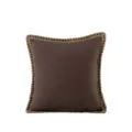Solid color brown throw pillow cover with decorative jute rope border for sofa and living room. - Style 9