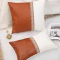 Leather patchwork throw pillow cover ethnic geometric style sofa cushion case for home decor - Style 12