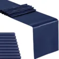 Navy blue satin table runner, modern minimalist polyester fabric for wedding hotel decor. - 30*240cm / Dark Blue