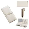Portefeuille long femme beige chic avec multiples fentes de cartes et poche zippée. - Abricot
