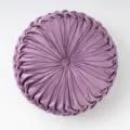 Cuscino Rotondo Plissettato Viola Ruota Zucca Cuscino Morbido Velluto Divano Sedia Schiena - Diametro 35x35x13 cm / viola-rosso