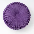 Cuscino rotondo pieghettato in velluto viola cuscino zucca fatto a mano per divano sedia - Diametro 35x35x13 cm / Viola