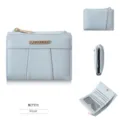 Minimalist PU short women's wallet with multi-card slots, zipper coin pocket and folding design. - Blue