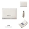 Cream short three-fold women's wallet with zipper coin pocket and card slots stylish. - Off White