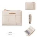 Women PU short wallet minimalist multi-card zipper coin pocket folding portable card holder - Apricot