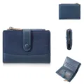 Portafoglio corto da donna blu bicolore con scomparti per carte e tasca portamonete - Blu scuro