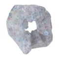 Korean style floral sheer chiffon scrunchie, sweet ponytail hair tie accessory for women. - Blue Floral