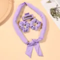 Purple heatless curling rod set with matching scrunchies and claw clip for wavy hair. - Large Size Set / Purple