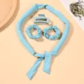 Heatless hair curling rod headband lazy sleep wave hair rollers hair scrunchies set blue - Medium Set (Size M) / Light Blue