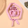 Heatless curling rod set with scrunchies and claw clip for soft wavy hair styling. - Small Set / Pink