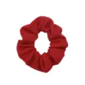 Red cotton scrunchie hair tie, vintage minimalist style, elegant French hair accessory. - Red