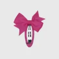 Detail view of pink bow hair clip, cute fabric wrapped snap hairpin for girls daily styling. - 4#