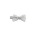 Closeup view of solid color grosgrain bow hair clip, delicate fabric handmade infant detail. - Light Grey (11#)