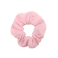 Pink fabric scrunchie detail shot, showcasing soft texture and simple hair accessory. - Light Pink