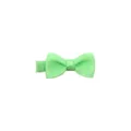 Close-up detail of a cute light green bow hair clip for baby girls, handmade fabric hairpin. - Light Green (13#)
