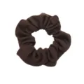 Dark brown fabric scrunchie detail shot, simple retro style hair accessory for daily wear. - Dark Brown