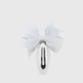 Cute white bow hair clip for girls, sweet pastoral style fabric wrapped snap hairpin detail. - 12#