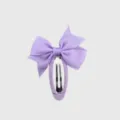 Purple bow hair clip detail view, cute ribbon wrapped hairpin for sweet girls and kids styling. - 13#