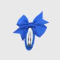 Blue grosgrain ribbon bow hair clip, cute pastoral style hair accessory for daily wear. - 15#