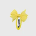 Yellow bow hair clip detail shot, fabric wrapped snap clip, cute pastoral style hair accessory. - 18#