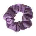 Purple fabric hair scrunchie, soft cotton material, vintage elastic hair tie fashion accessory. - Purple