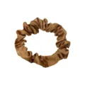 Elegante scrunchie per capelli in raso marrone da donna, accessorio minimalista vintage. - 119-1#