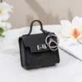 Mini schwarze Handtasche Schlüsselanhänger Münzbeutel edler Taschenanhänger mit Metallschloss. - Schwarz