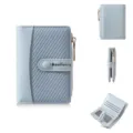 Women short wallet colorblock multi-card slots zipper coin purse blue trendy accessory - Color-Block Blue